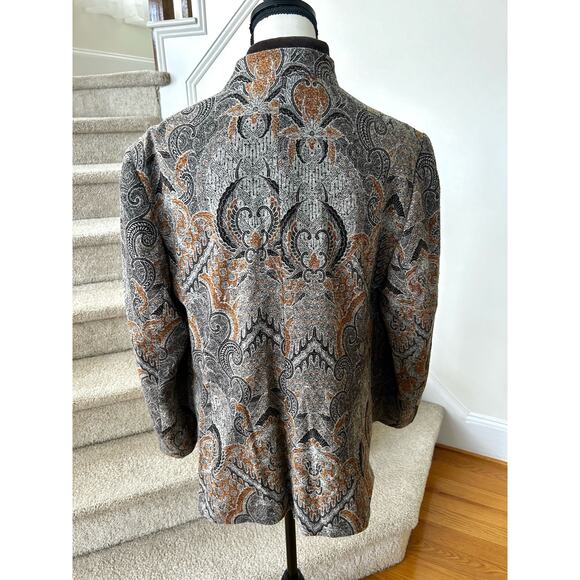 Windsor. Grey & Brown Paisley Silk & Wool Blend Blazer - Picture 2 of 8